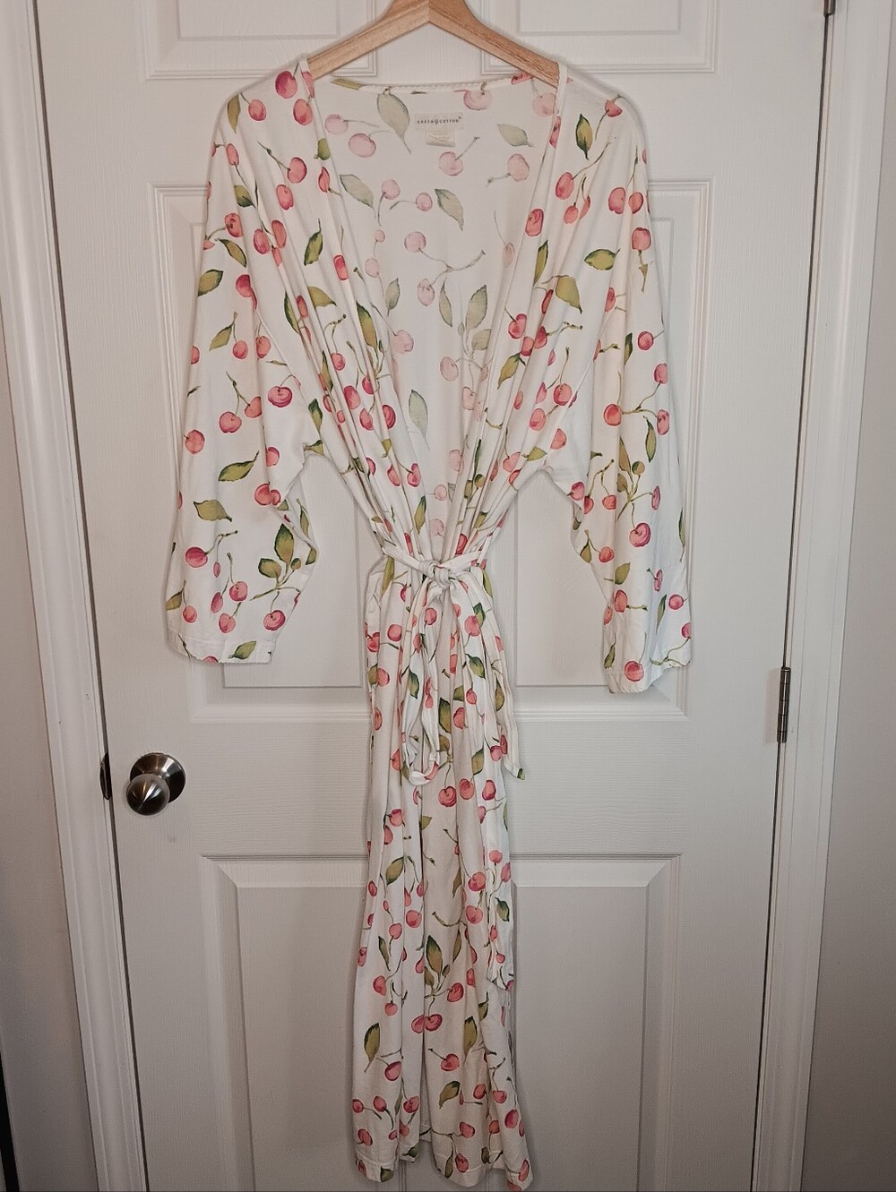 Green Cotton Cherries Robe